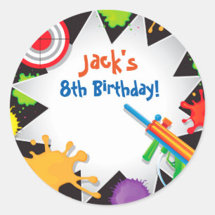 Laser Tag Paint Ball Birthday Favour Stickers