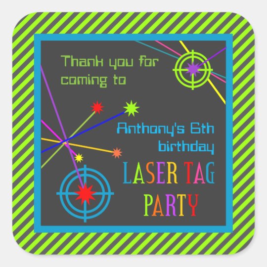 Laser Tag Party Birthday Thank You Stickers