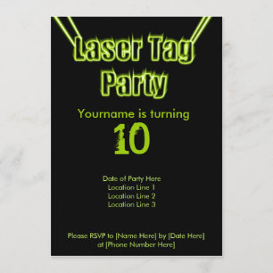 Laser Tag Party Green Invitation