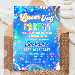Laser Tag Party Neon Lasergame Glow Boy Birthday Invitation