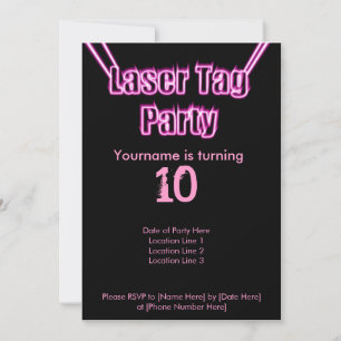 Laser Tag Party Pink Invitation