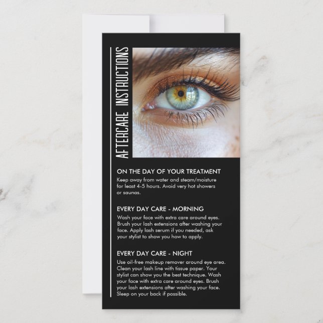 Lash Aftercare Black & White Modern Woman Eye Look Thank You Card (Front)