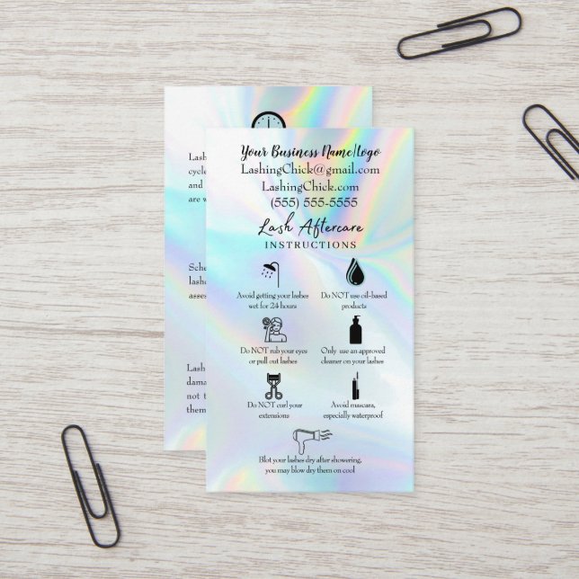 Lash Aftercare Instruction Card (Front/Back In Situ)