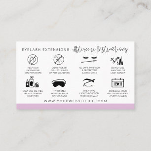 Lash Aftercare Instructions Add Your Logo Modern Business Card