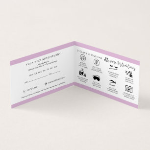 Lash Aftercare Instructions & Appointment Reminder Business Card