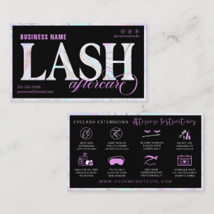 Lash Aftercare Instructions Fuchsia Marbled Swirl  Business Card