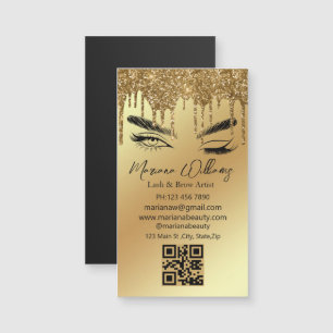  lash and brow qr code golden business magnet