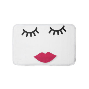 Lash and Red Lip Sweet Girl Portrait Bath Mat