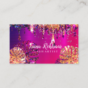 Lash Artist Glitter Sparkling Rose Business Card
