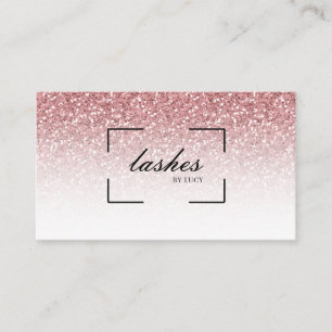 Lash Bar Beauty Salon Rose Gold Glitter Business Card