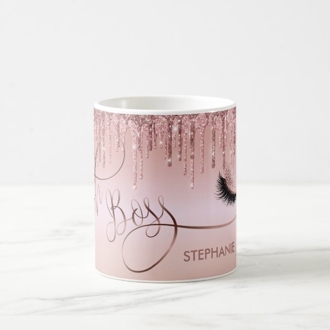 Lash Boss Long Lashes Rose Gold Dripping Gold Coffee Mug (Center)