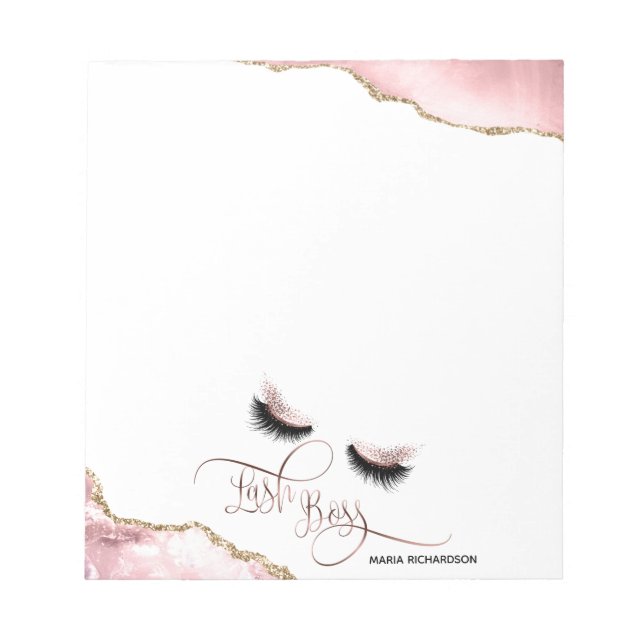 Lash Boss Makeup Eyebrow Eyes Lashes Blush pink Notepad (Front)