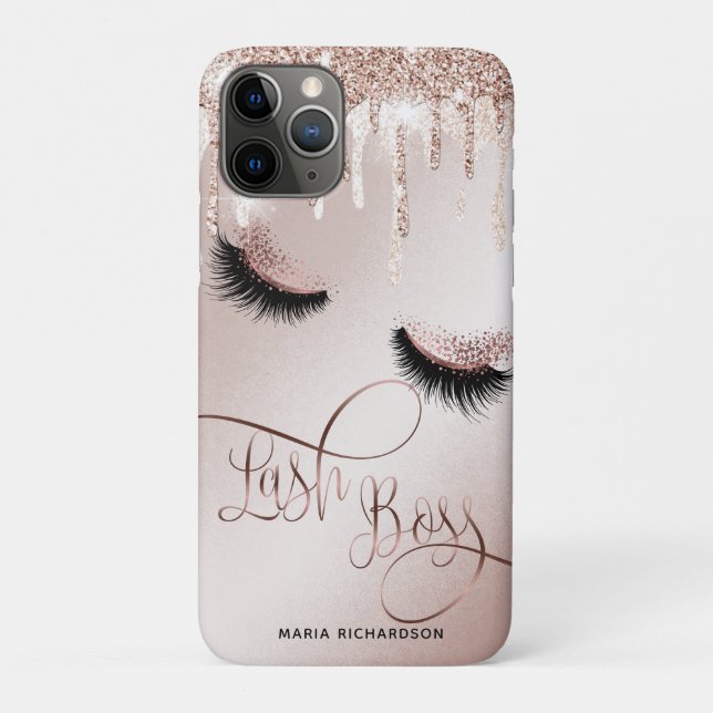 Lash Boss Makeup Eyebrow Eyes Lashes Dripping Gold Case-Mate iPhone Case (Back)