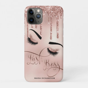 Lash Boss Makeup Eyebrow Eyes Lashes Dripping Gold iPhone 11 Pro Case