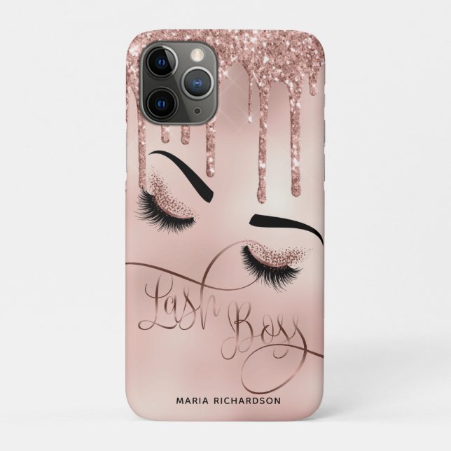 Lash Boss Makeup Eyebrow Eyes Lashes Dripping Gold Case-Mate iPhone Case (Back)