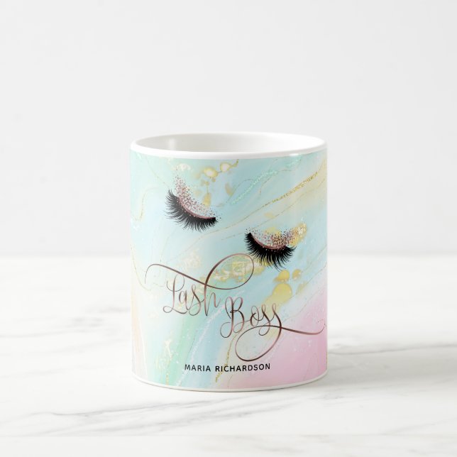 Lash Boss Makeup Eyebrow Eyes Lashes Dripping Gold Coffee Mug (Center)