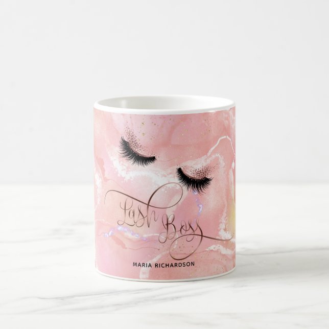 Lash Boss Makeup Eyebrow Eyes Lashes Dripping Gold Coffee Mug (Center)