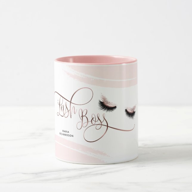 Lash Boss Makeup Eyebrow Eyes Lashes Rose Gold Mug (Center)