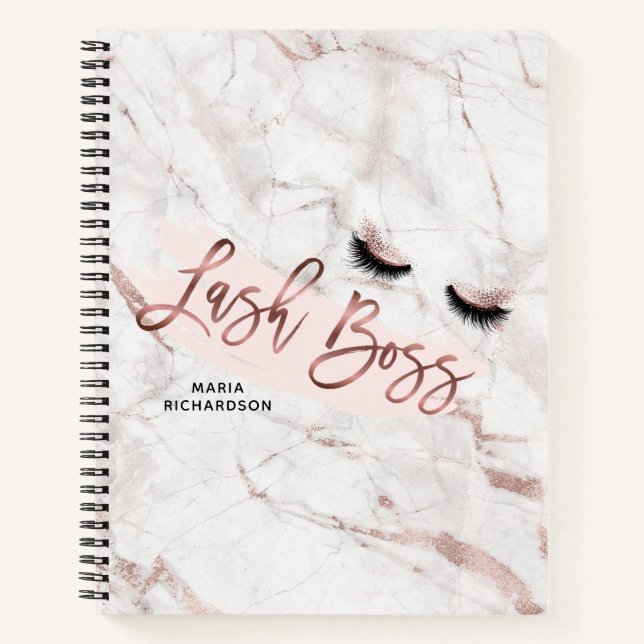 Lash Boss Makeup Eyebrow Eyes Lashes Rose Gold Notebook (Front)
