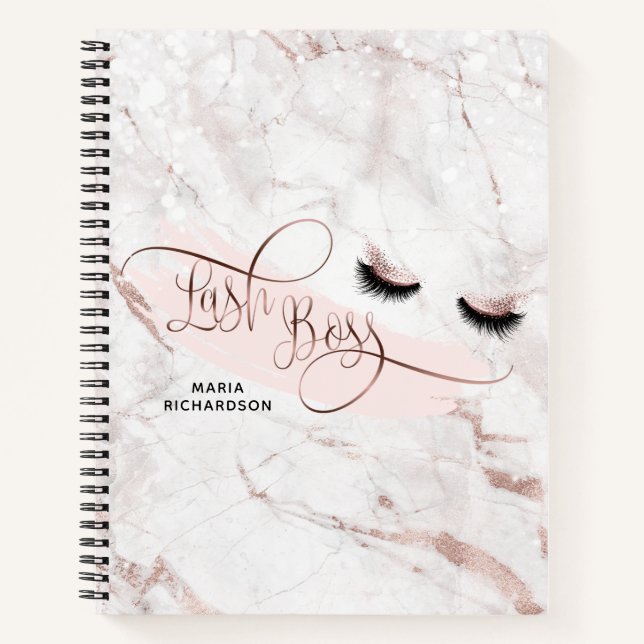 Lash Boss Makeup Eyebrow Eyes Lashes Rose Gold Notebook (Front)