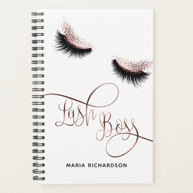Lash Boss Makeup Eyebrow Eyes Lashes Rose Gold Planner (Front)
