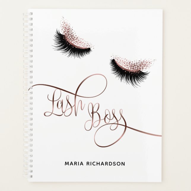 Lash Boss Makeup Eyebrow Eyes Lashes Rose Gold Planner (Front)