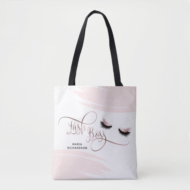 Lash Boss Makeup Eyebrow Eyes Lashes Rose Gold Tote Bag (Front)