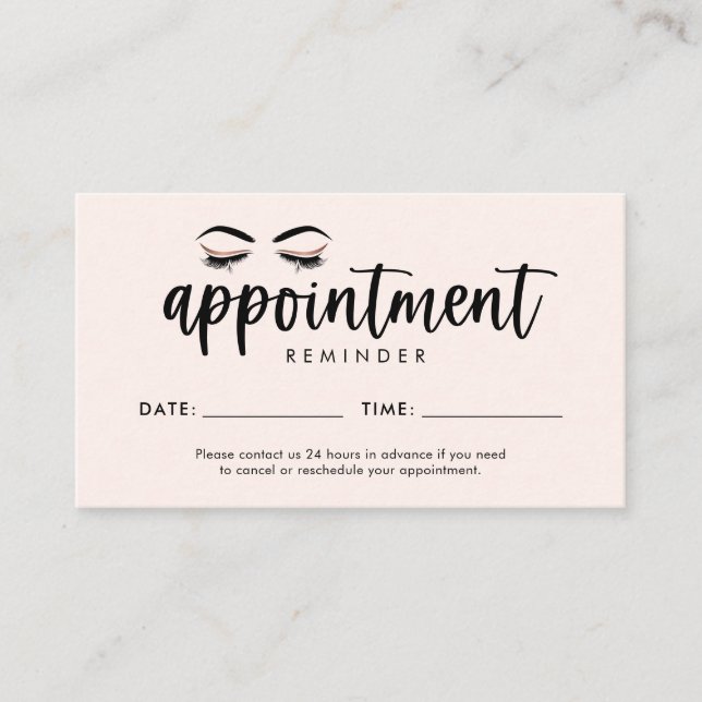 Lash, Brow Appointment Reminder Card with Logo (Front)