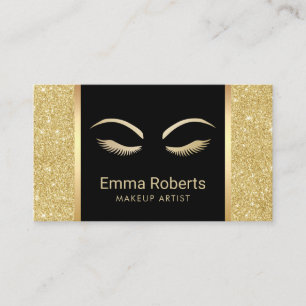 Lash & Brow Makeup Artist Gold Glitter Appointment Card
