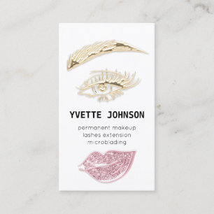 Lash Brow Permanent Makeup Logo QRCode Pink Business Card