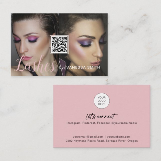 Lash business card with QR code and photos (Front/Back)