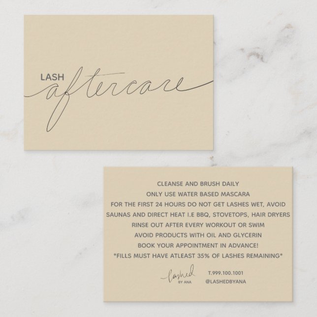 Lash carte de soins (Devant / Derrière)