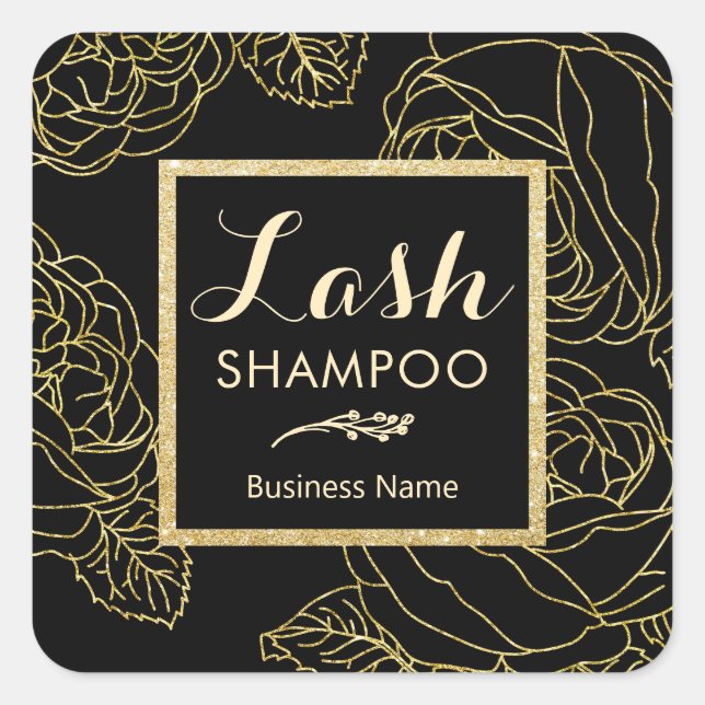 Lash Cleaner Black Gold Botanical Beauty Salon  Square Sticker (Front)