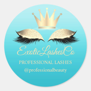 Lash Cleaner blue  Gold Name Instagra Crown Classic Round Sticker