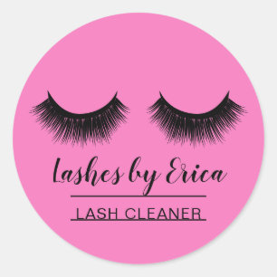 Lash Cleaner Cute Black & Pink Eyelash Extensions  Classic Round Sticker