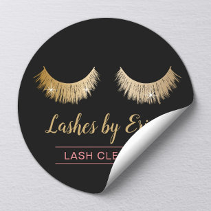 Lash Cleaner Modern Faux Gold Eyelash Extensions Classic Round Sticker