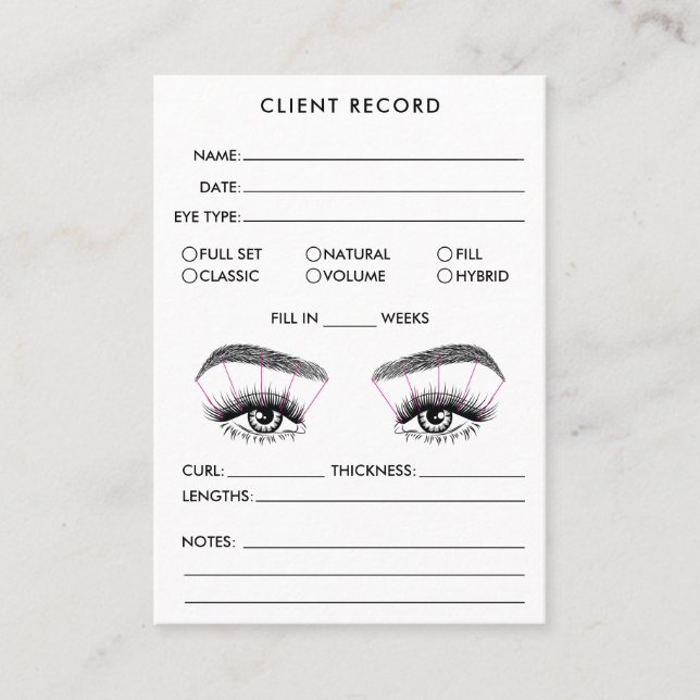 Lash Client Record Add Logo  Business Card (Front)