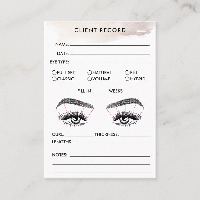 Lash Client Record Add Logo  Business Card (Front)