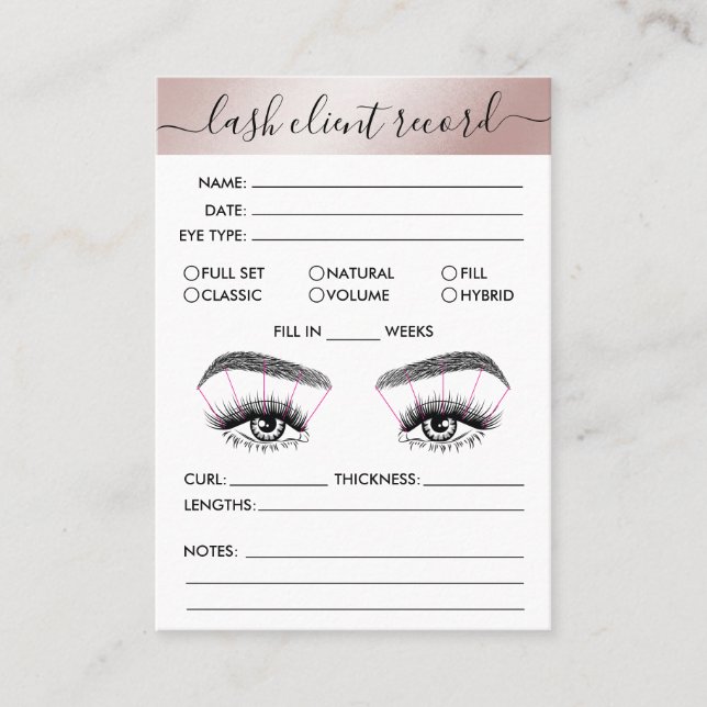 Lash Client Record Add Logo Simple Modern Minimal  Business Card (Front)