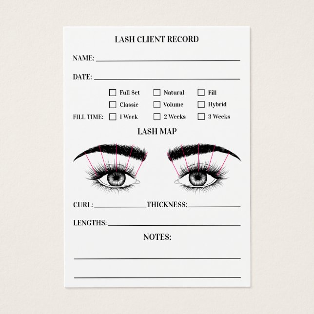 Lash client record eyelash extensions modern white (Front)