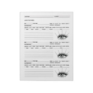 Lash Client Record, Lash Extensions Client Notepad