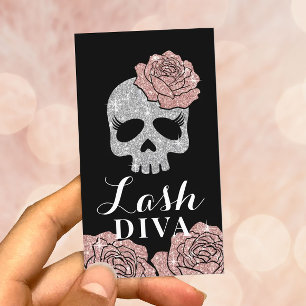 Lash Diva Glitter Beauty Skull Eyelash Extensions Business Card