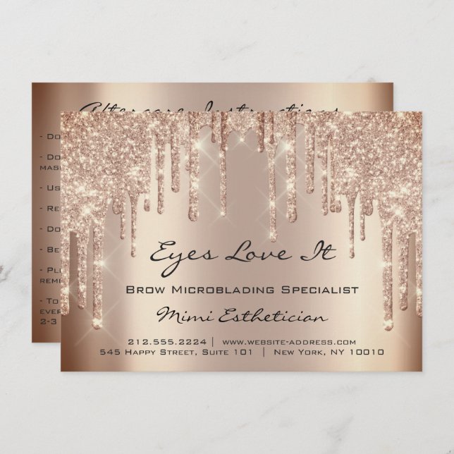 Lash Extension Aftercare Instruction Skinn Glitter Invitation (Front/Back)