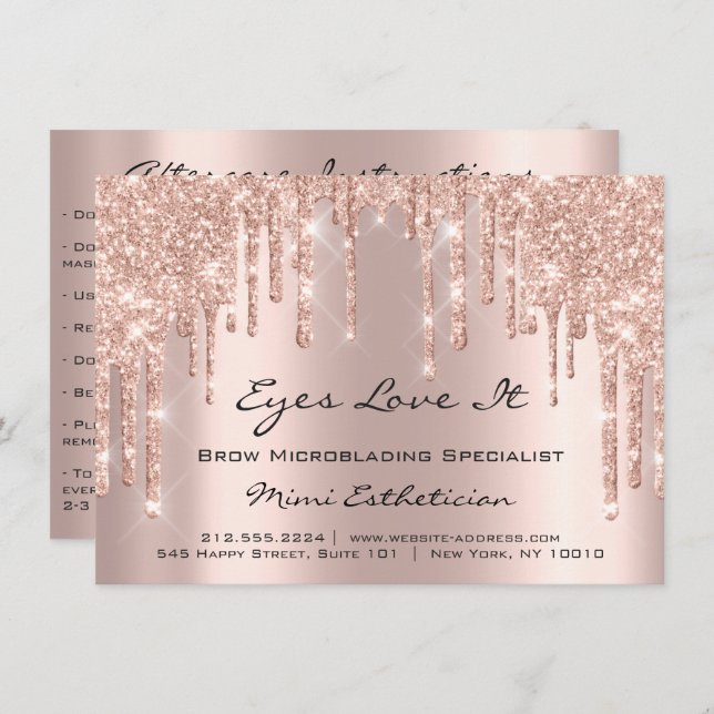 Lash Extension Aftercare Instruction Spark Glitter Invitation (Front/Back)