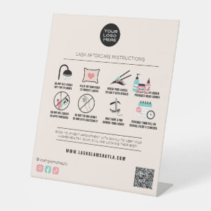 Lash Extension Aftercare Instructions Beauty Salon Pedestal Sign