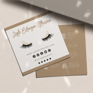 Lash Extension Aftercare Socialmedia Neutral Beige Square Business Card