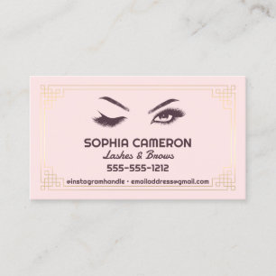 Lash Extension Brows Artist Pink and Gold Business Card