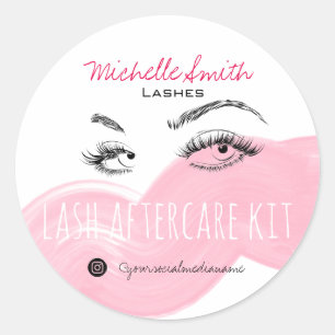 Lash extension Lashes Brow Pink Lash Aftercare Kit Classic Round Sticker