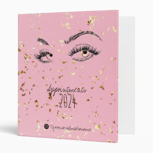 Lash extension Lashes Gold Glitter Appointments Binder