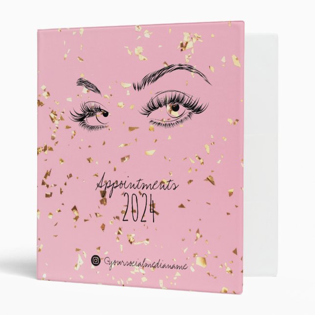 Lash extension Lashes Gold Glitter Appointments Binder (Front/Inside)
